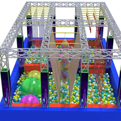Trampoline Park Ninja Warriors Course with Ball Pool